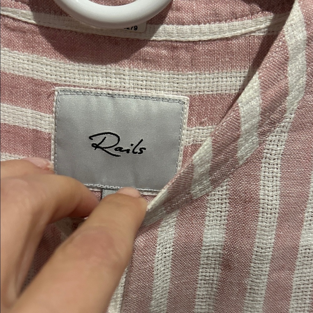 NWT Rails Angelina Pale Pink and White Striped Mini Dress Linen Blend Size XS - Picture 2 of 10